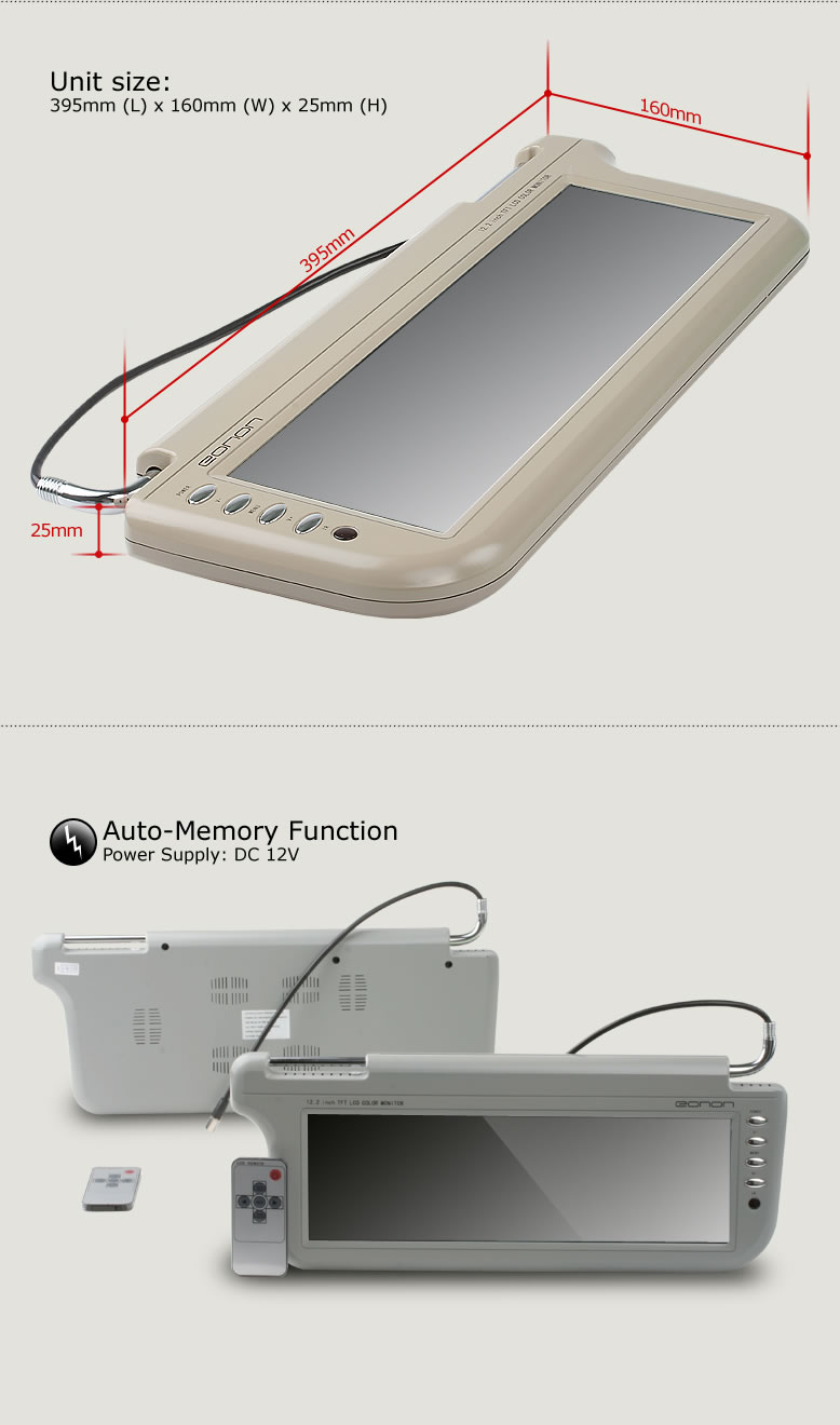 Eonon 12.2 TFT LCD SUNVISOR MONITOR (One Pair) ＋ 1 to 6 Video Signal Amplifier(L0311M)