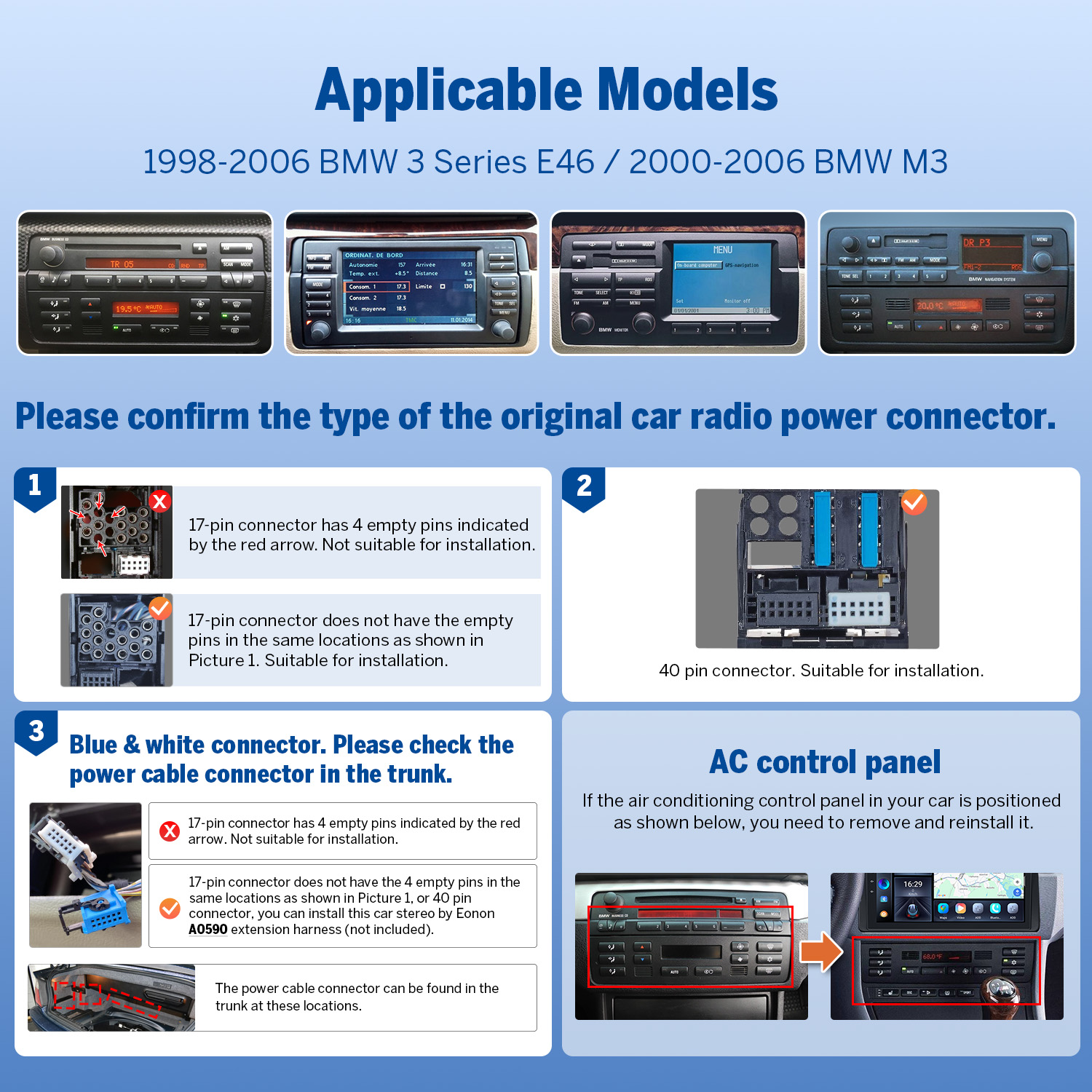 Eonon BMW 3 Series E46 & M3 9 Inch CarPlay & Android Auto Car Stereo with Qualcomm QCM6225 8-Octa CPU