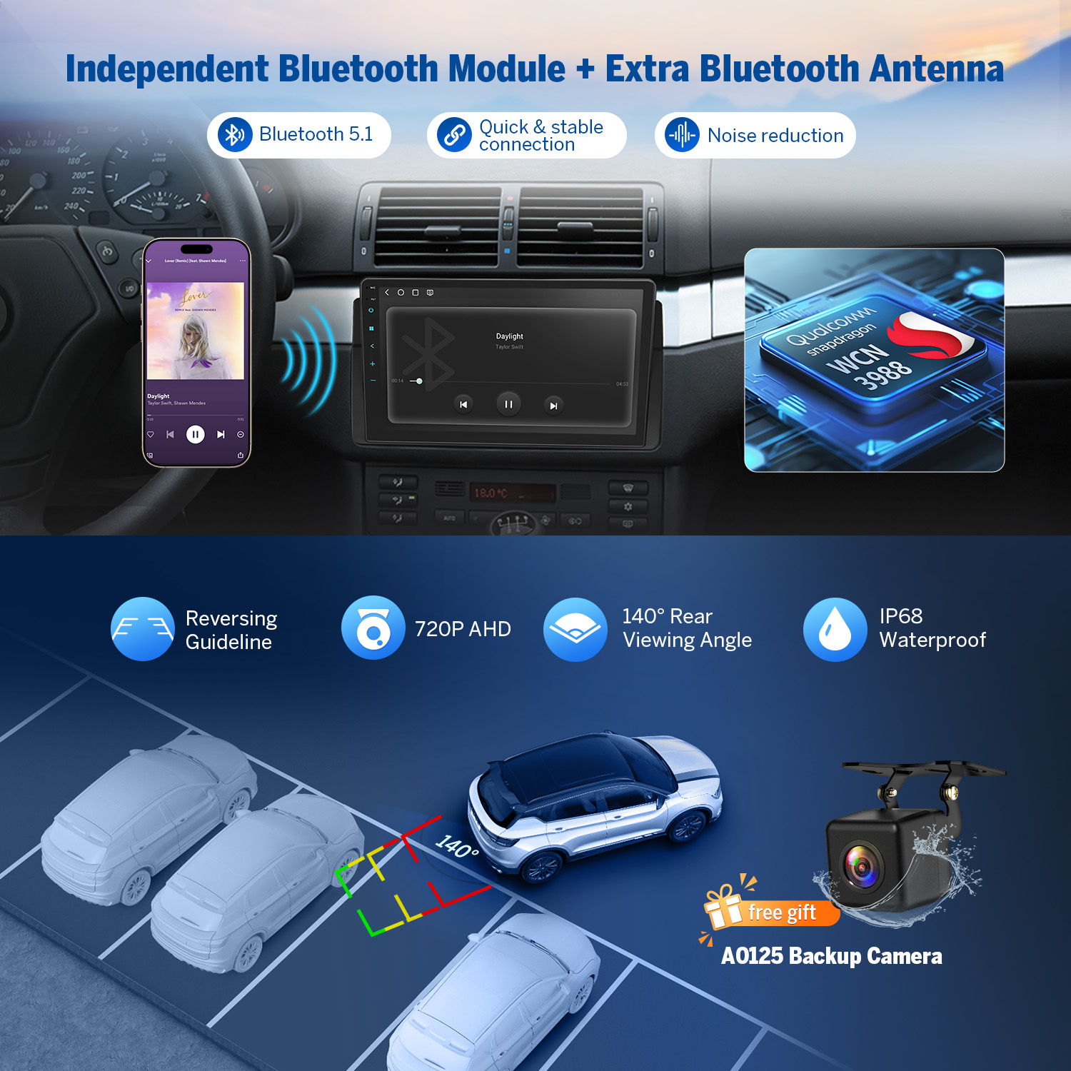 Eonon BMW 3 Series E46 & M3 9 Inch CarPlay & Android Auto Car Stereo with Qualcomm QCM6225 8-Octa CPU