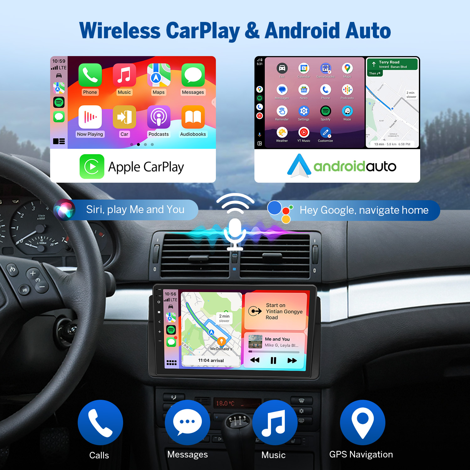 Eonon BMW 3 Series E46 & M3 9 Inch Android 14 Car Stereo with Wireless CarPlay & Android