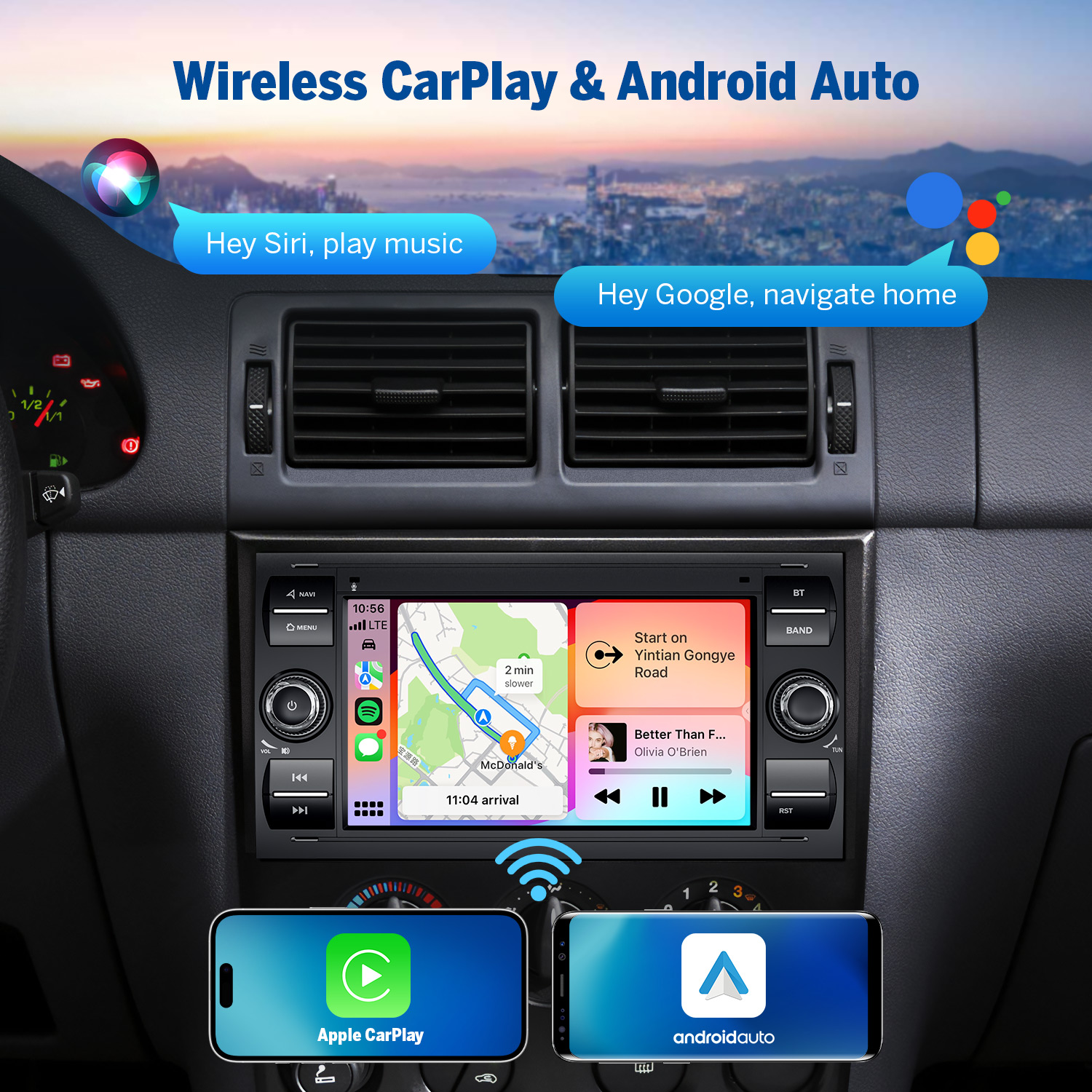 Eonon Ford 7 Inch Android 13 Car Stereo with Wireless CarPlay & Android Auto