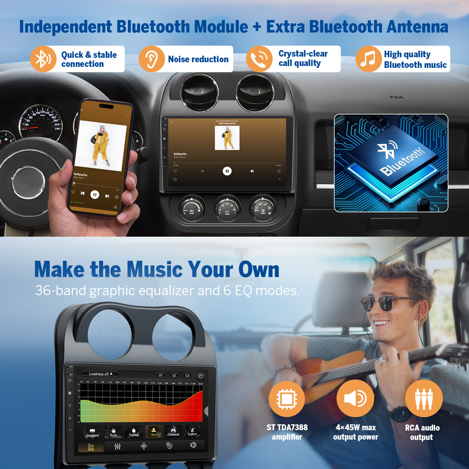 Eonon 2010-2016 Jeep Compass Patriot 10.1 Inch Wireless CarPlay & Android Auto Car Stereo