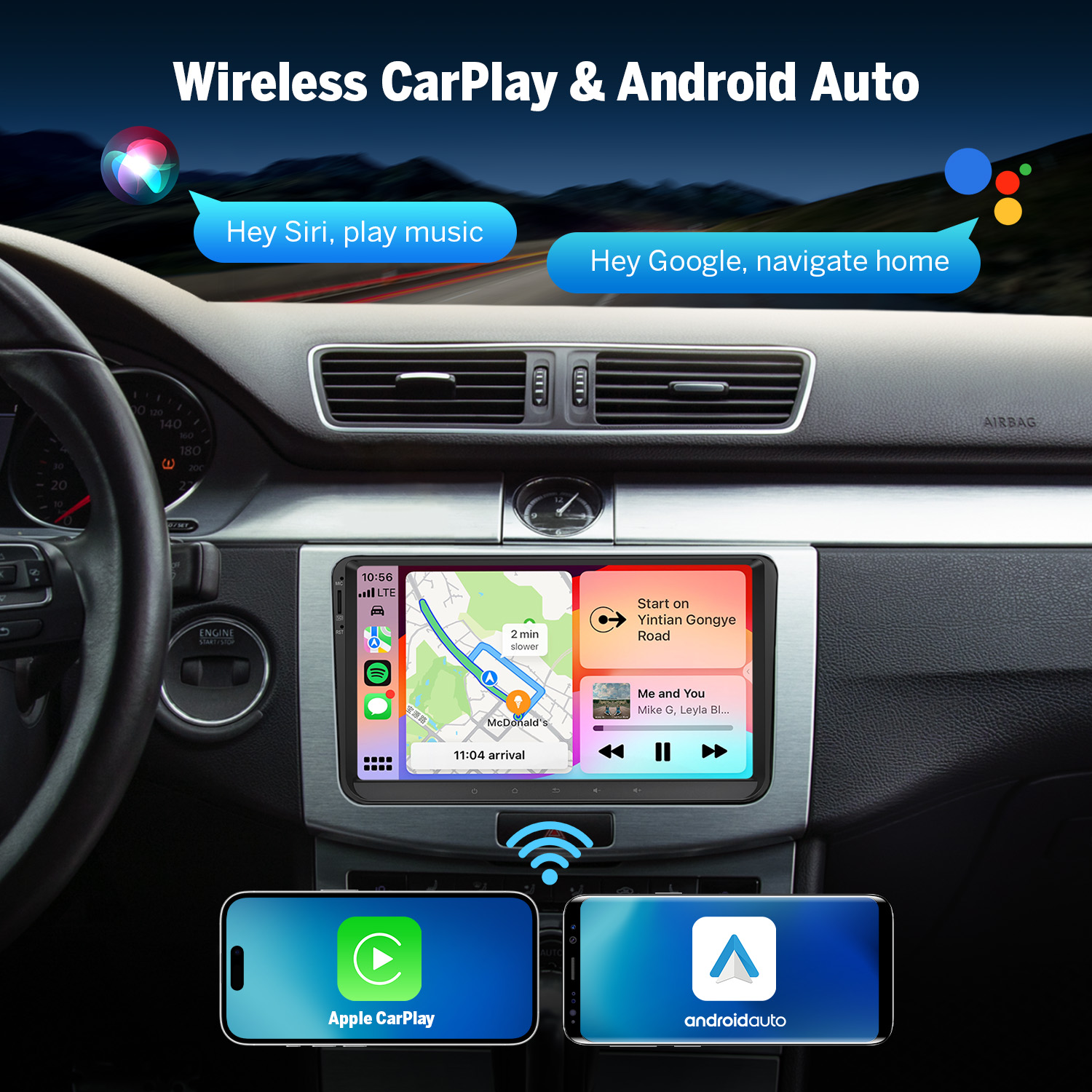 Eonon Volkswagen Seat Skoda 9 Inch CarPlay & Android Car Stereo with Qualcomm QCM6225 8-Octa CPU