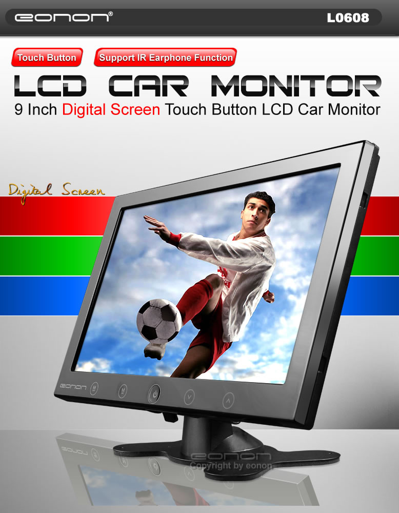    9″ Digital Screen Car Stand Alone LCD Monitor – Support IR Earphone   