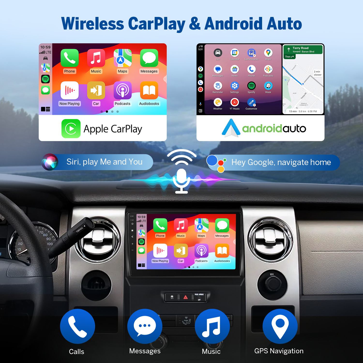 Eonon Ford F150 9 Inch Android 13 Car Stereo with Wireless CarPlay & Android Auto