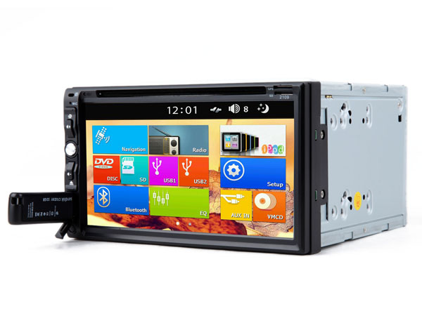 6.95 Inch Digital Touch Screen Steering Wheel Control 2 Din Car DVD Player + GPS + US/CA/EU/AU/NZ Map