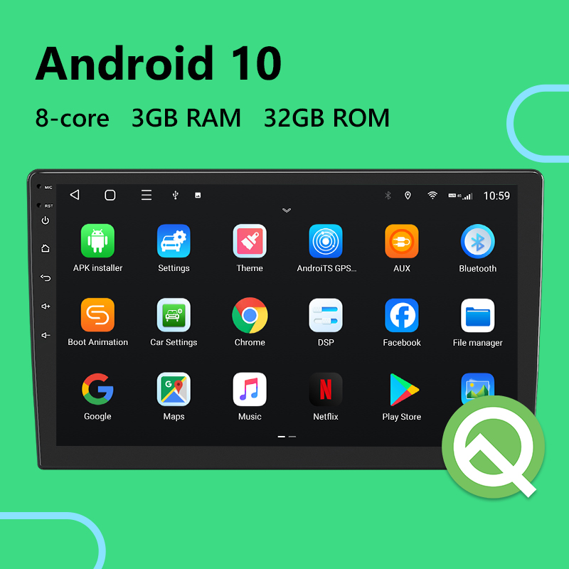 Eonon 10.1 Inch Android 10 Universal Double Din Car Stereo with Octa-core processor and 3GB RAM - Q03PRO