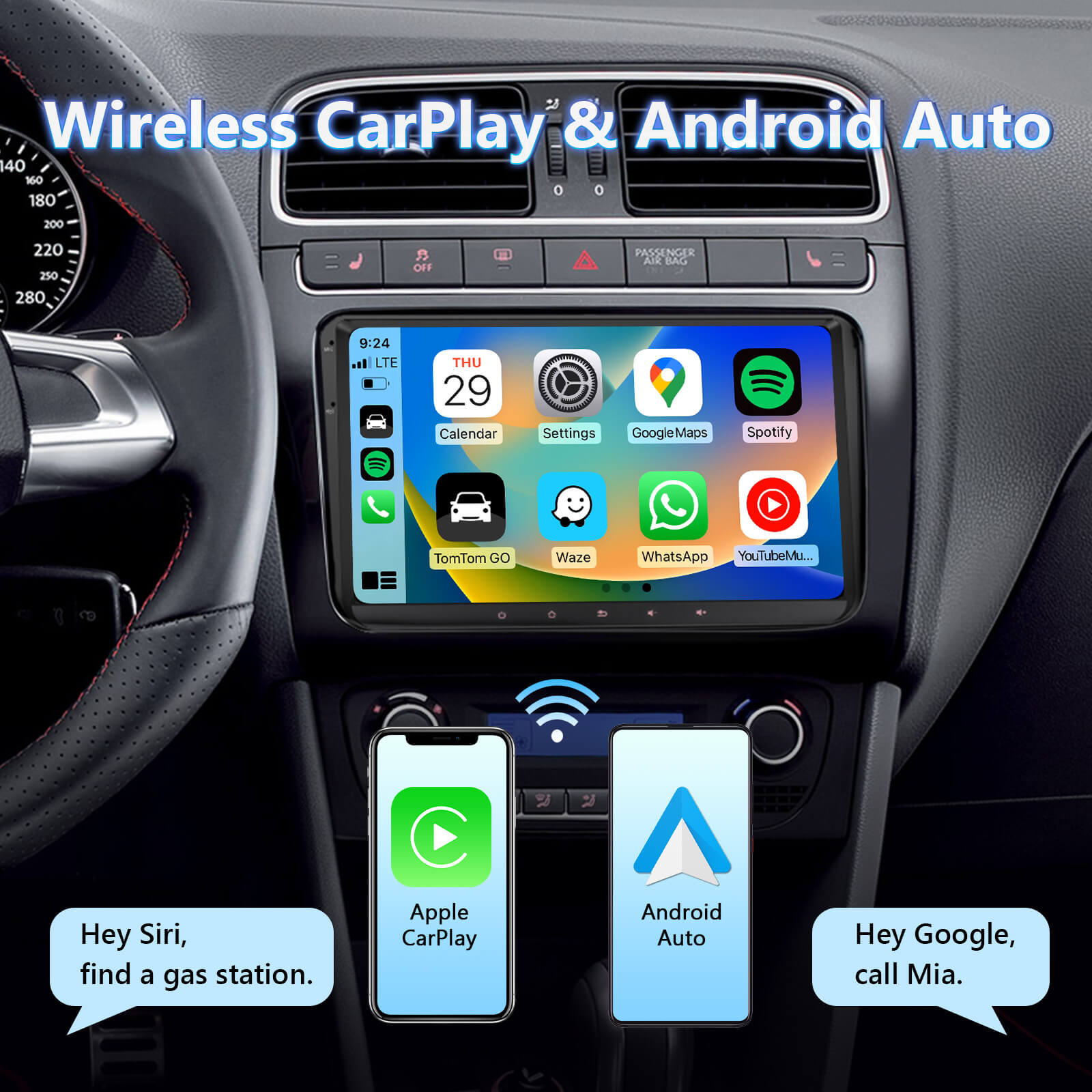 VW/SEAT/Skoda Android 10 Wireless CarPlay & Android Auto 32G ROM Car Radio